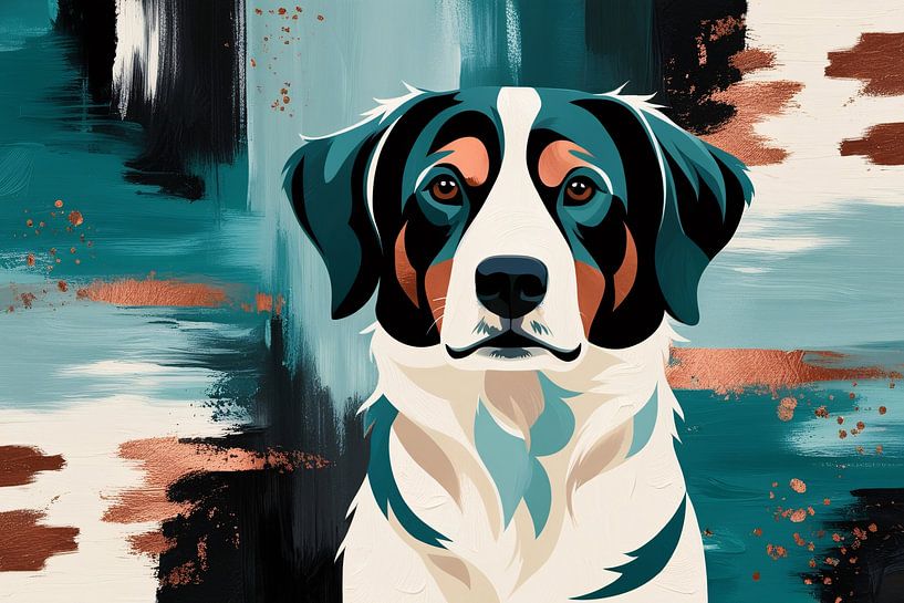 Abstract dog portrait in colour by Imperial Art House