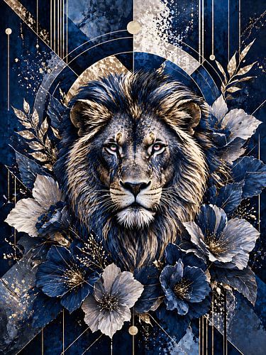 Lion Royal en Jardin Bleu Or