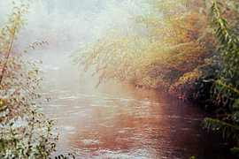 Brume matinale d'automne au-dessus de la Wupper sur Dirk Wüstenhagen