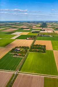 Luftaufnahme von Bauernhöfen im Noordoostpolder