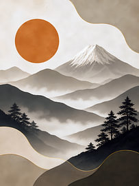 Nebeliges Zen-Bergpanorama von Satu Asa