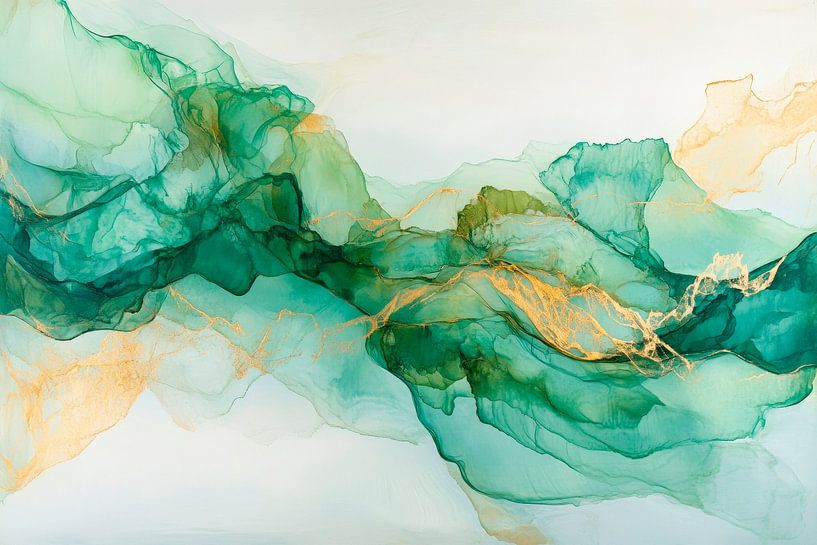 Watercolour in soft green tones by Poster Art Shop