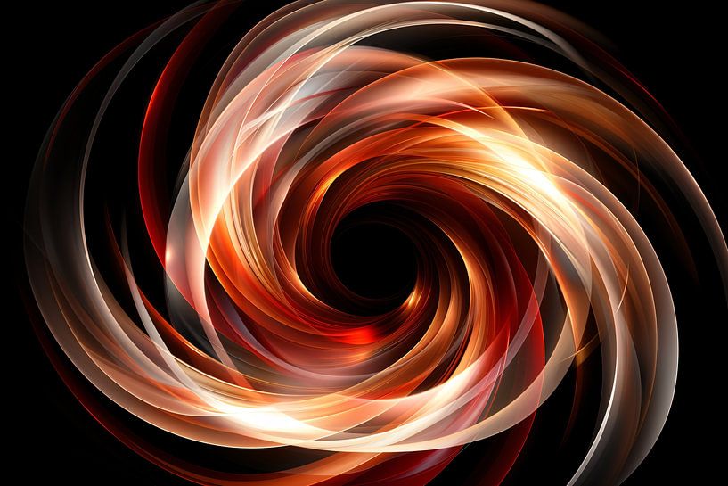 Abstracte Swirl in Zwart Wit Oranje van Art & Soul Creations