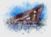Aquarell des Rotterdamer Hauptbahnhofs von Ton de Koning Miniaturansicht