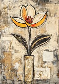 Moderne Bloem Met Rode Meeldraden van ARTEO Schilderijen