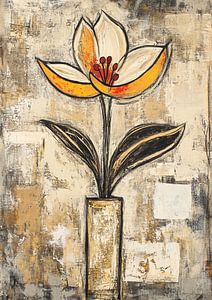 Moderne Blume mit roten Staubgefäßen