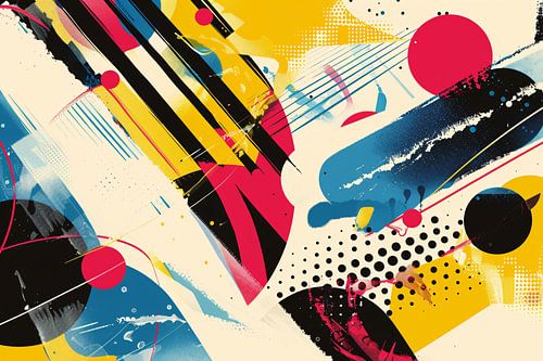 Abstracte kunst met levendige kleuren en vormen