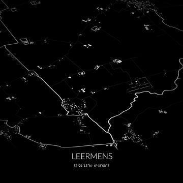 Zwart-witte landkaart van Leermens, Groningen. van Rezona