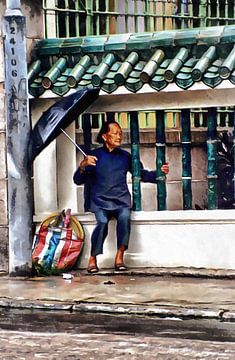 Schuilen voor de regen in Hong Kong van Dorothy Berry-Lound