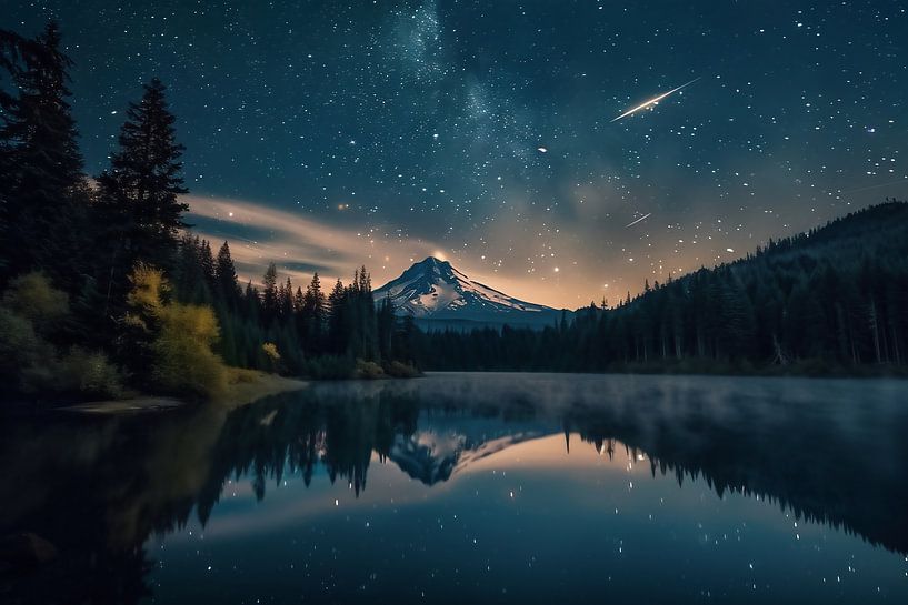 Rivier onder maanspiegel van fernlichtsicht