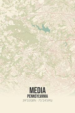 Vintage landkaart van Media (Pennsylvania), USA. van Rezona