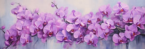 Lila Orchideenblüten mit Ölfarben bemalt, Kunst Design