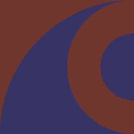 70s Retro multicolor abstract shapes in brown and blue I by Dina Dankers