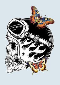 Totenkopf mit Schmetterlingen von Fineline