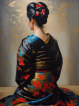 Japanse mysterieuze schoonheid Geisha van Jolique Arte