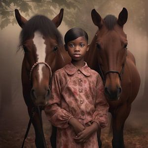Kunstporträt "Ich und meine Pferde" von Carla Van Iersel