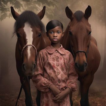 Fine art portrait "Me and my horses" by Carla Van Iersel