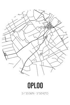 Oploo (Noord-Brabant) | Karte | Schwarz und Weiß von Rezona