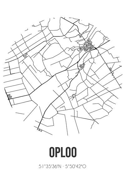 Oploo (Noord-Brabant) | Map | Black and white by Prints of Place