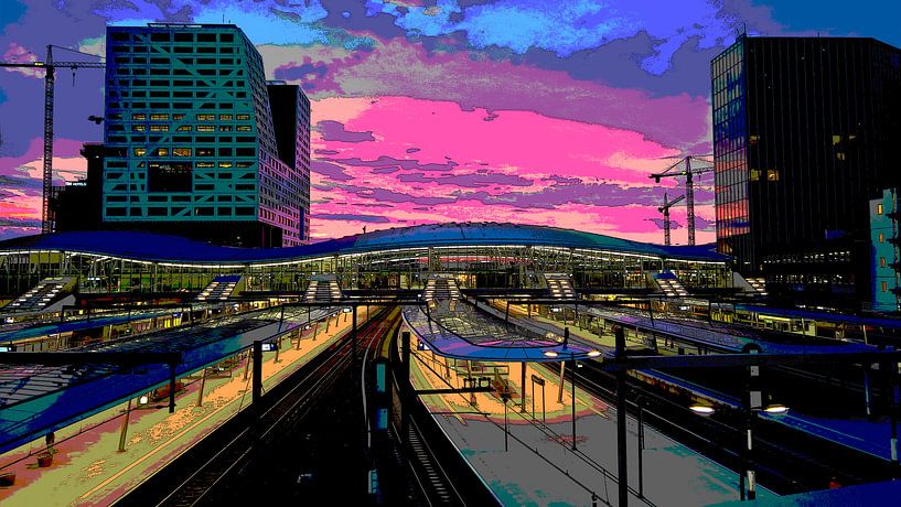 Zonsondergang Station Utrecht Centraal van IYAAN