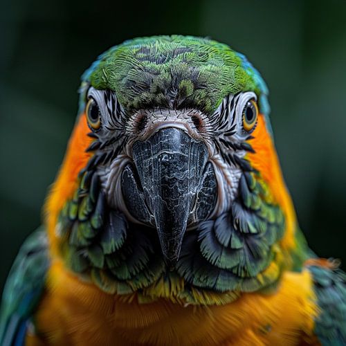 Blue and Gold Macaw face-focused Portrait