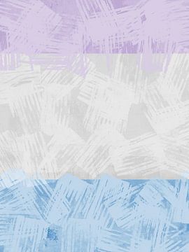 Paysage abstrait en gris doux, bleu poudre et lavande sur Dina Dankers