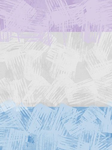 Abstrakte Landschaft in sanftem Grau, Puderblau und Lavendel von Dina Dankers