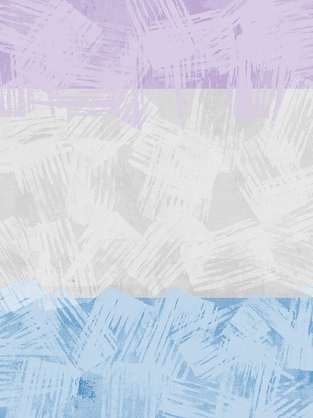 Abstrakte Landschaft in sanftem Grau, Puderblau und Lavendel von Dina Dankers