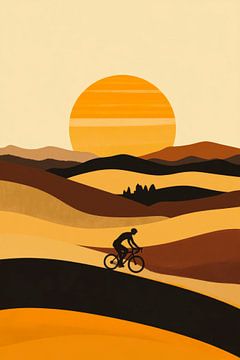 Fietsen bij zonsondergang van Poster Art Shop