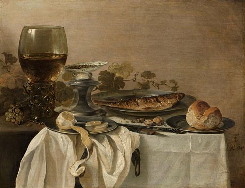 Stilleven met een vis, Pieter Claesz.