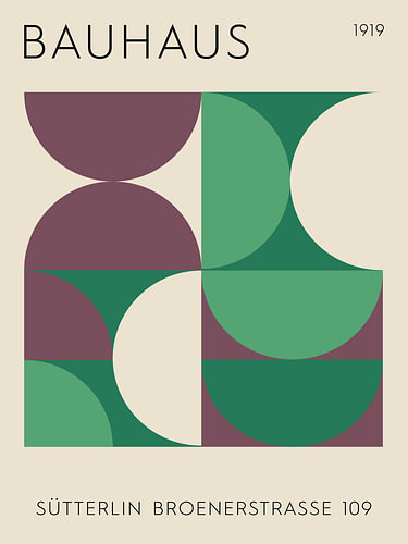 Bauhaus, in groen en paars
