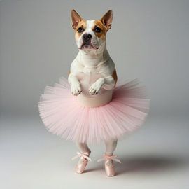 Süßer kleiner Bullterrier im Ballettanzug von Costas Ganasos