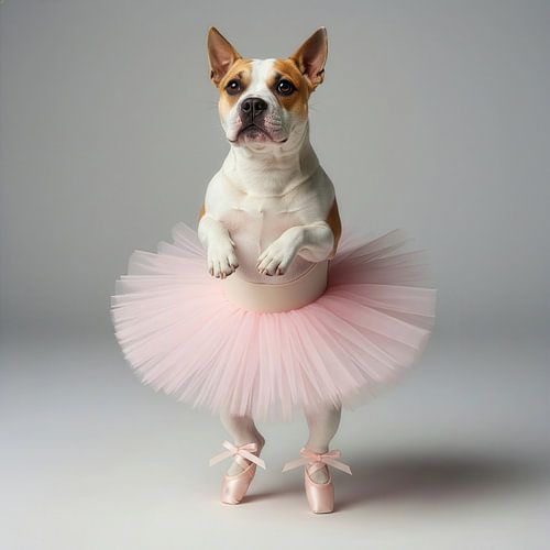 Süßer kleiner Bullterrier im Ballettanzug von Costas Ganasos
