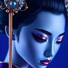 Geisha elegantie in saffierblauw contrast van A.D. Digital ART