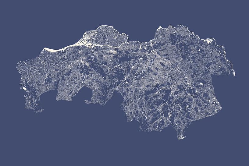 Water chart of North Brabant in royal blue by Maps Are Art