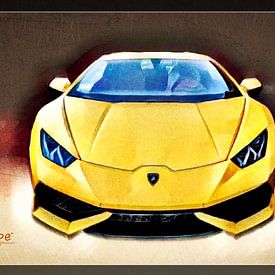 Yellow Lambo van JiPé digital artwork