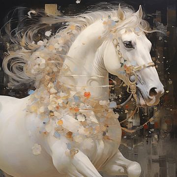 Horse white modern style by TheXclusive Art