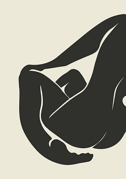 Matisse Scherenschnitt-Posterdruck in Schwarz und Beige von Hella Maas