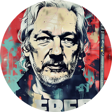 Free Julian Assange | Street Art Graffiti van Frank Daske | Foto & Design