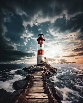 Vuurtoren aan de Noordzee van fernlichtsicht