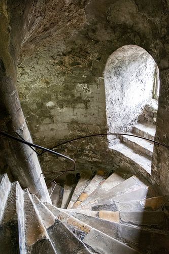 Spiral staircase in castle