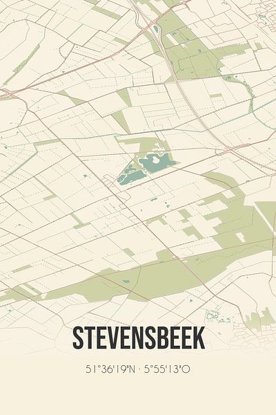 Carte ancienne de Stevensbeek (Brabant septentrional) par Affiches de lieux