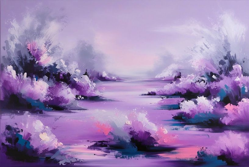 Abstract purple flower landscape painting by Imperial Art House