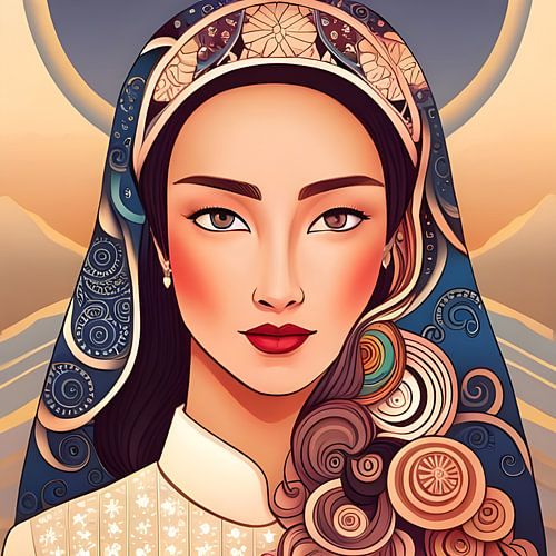 Oeigoeren Uyghur Vrouw, portret kunst
