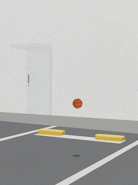 Minimal Art Vintage Korbball im Freien von RickyAP