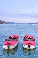 Red boats on the Wörthersee near Velden