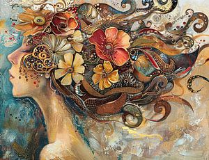 Femme fleurs | Peinture | Impressionnisme sur Blikvanger Schilderijen