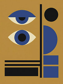 Bauhaus Artwork with Eyes and Blue by STUDIO ARTSY
