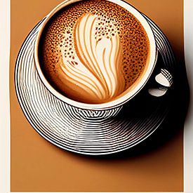 Kopje koffie op foto van Harvey Hicks