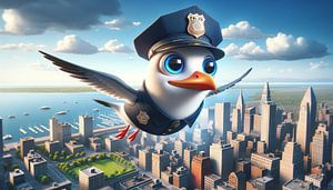 Flugpatrouille über der Großstadt